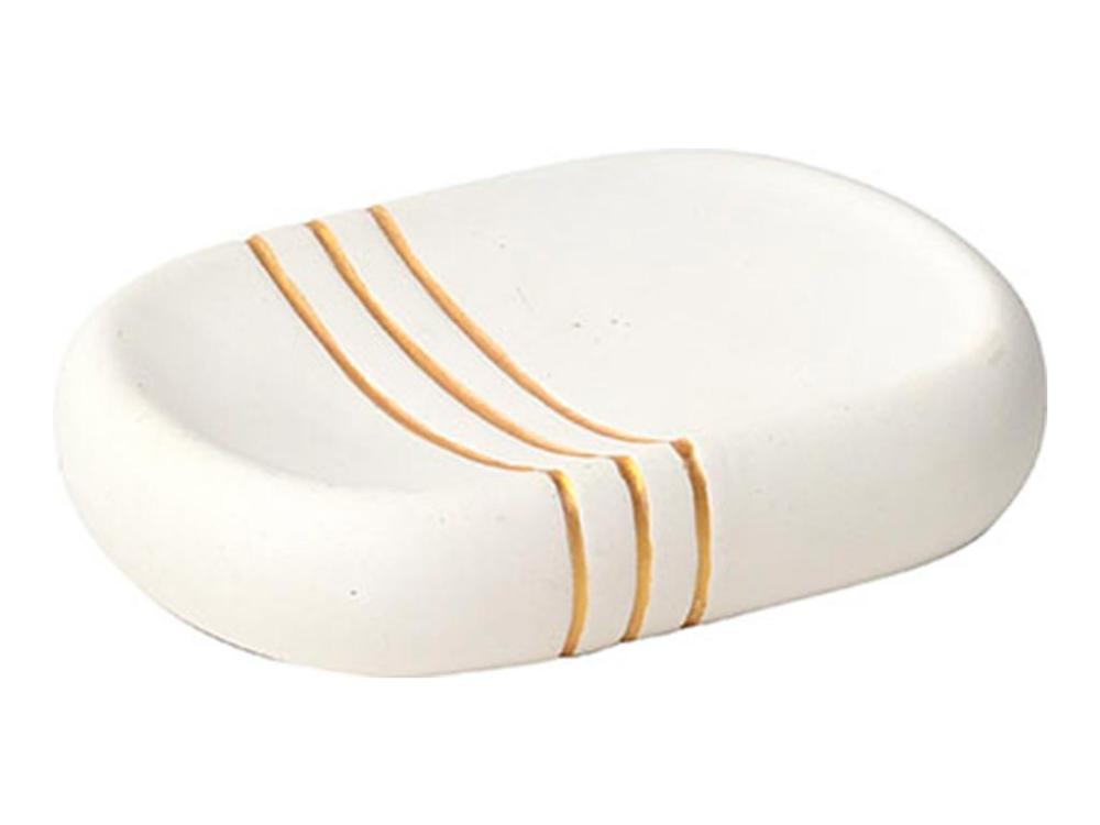 Picture of TENDANCE DRŽAČ GOLD STRIPES SAPUNA KERAMIKA, BELI