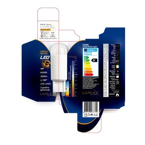 Slika LUMAX LED Sijalica LUMEG9-4W 3000K 300 lm  LED, Toplo bela, A+, 4 W