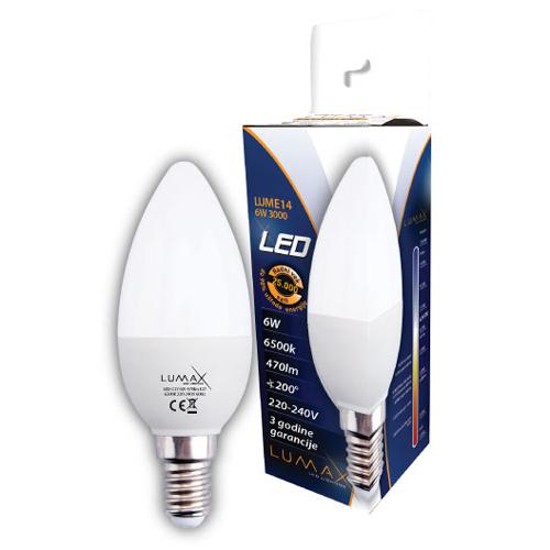 Slika LUMAX LED Sijalica LUME14-6W 6500K  LED, Hladno bela, 6 W, E14