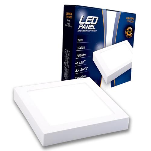 Slika LUMAX LED PANEL NADGRADNI ČETVRTASTI MNPK 12W 3000K