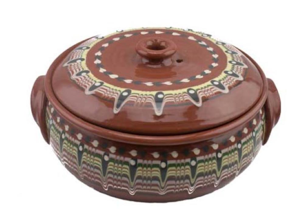 Slika ETNO KERAMIKA TROJAN DIZAJN TAMNA ĐUVEČARA GLAZIRANA 3 L