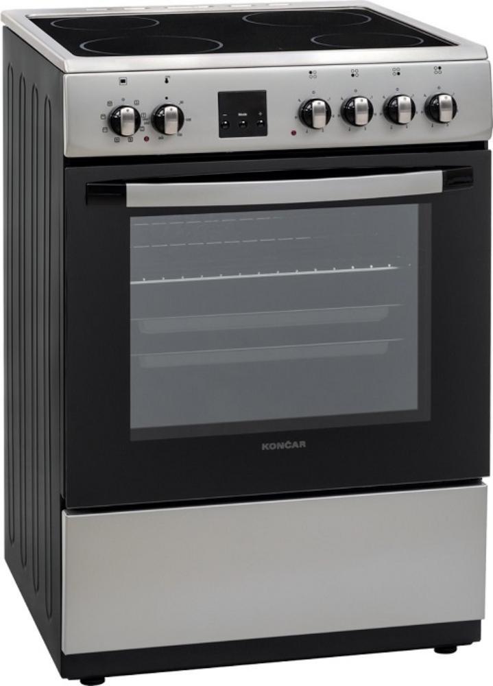 Slika KONCAR Električni šporet ST 6040GKFCU4 Crna/Inox Turbo rerna Staklokeramika  A