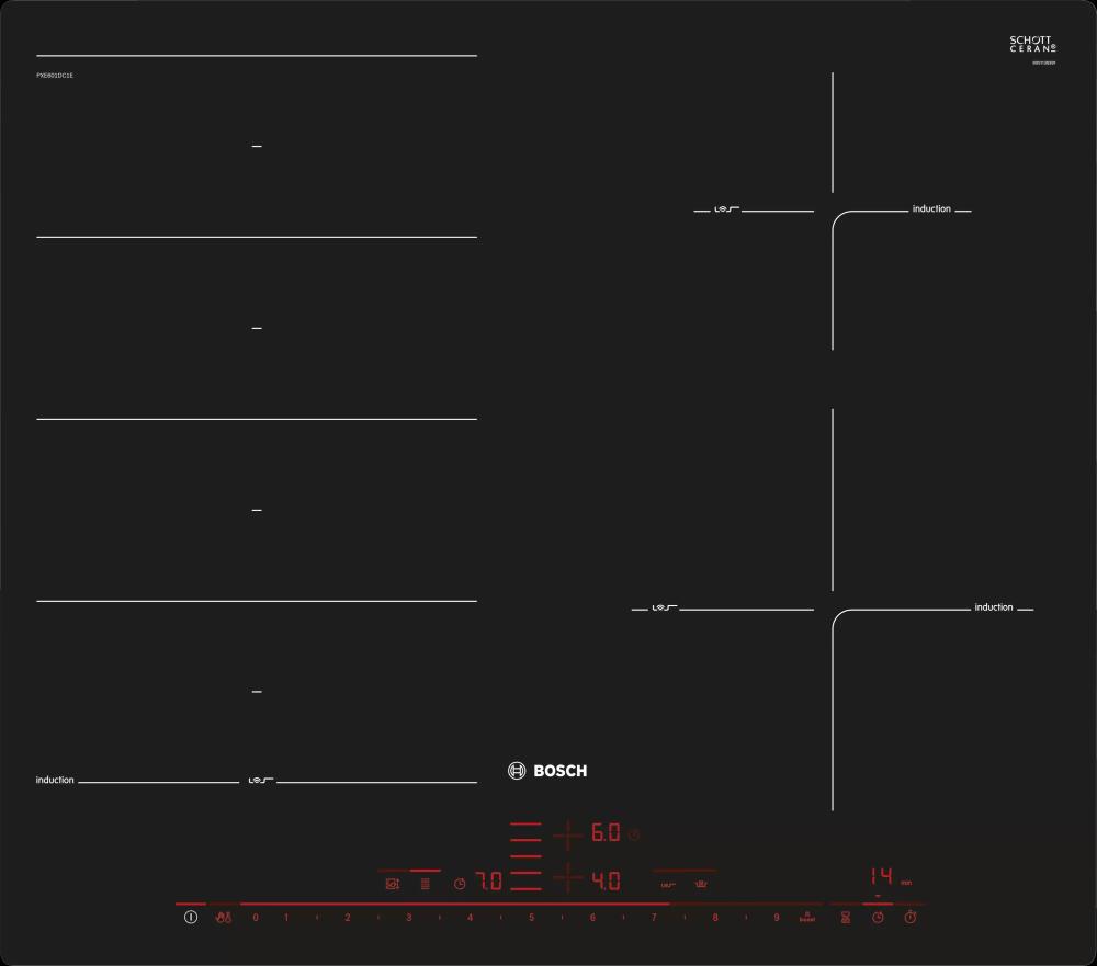 Picture of BOSCH Ugradna ploča PXE601DC1E Indukciona Crna