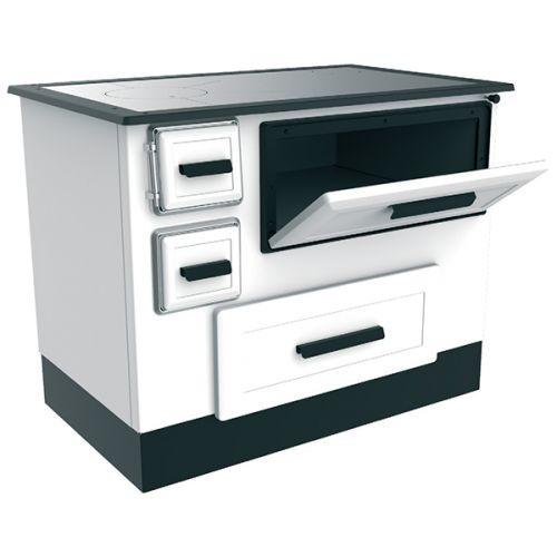 Slika ALFA PLAM Šporet 55 TERMO DESNI  Bela Drvo/Ugalj