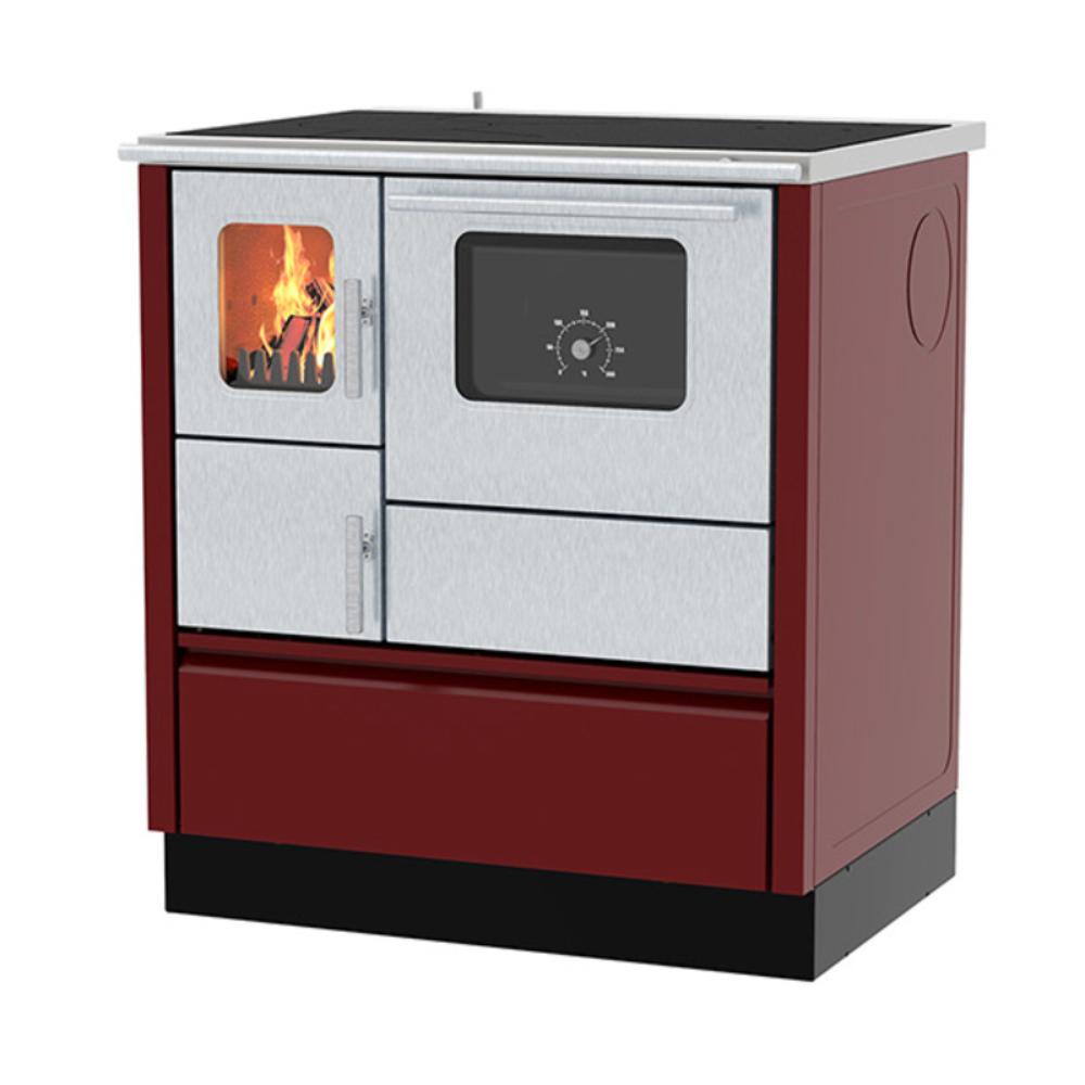 Slika ALFA PLAM Šporet INOX 75 Crvena Drvo/Ugalj