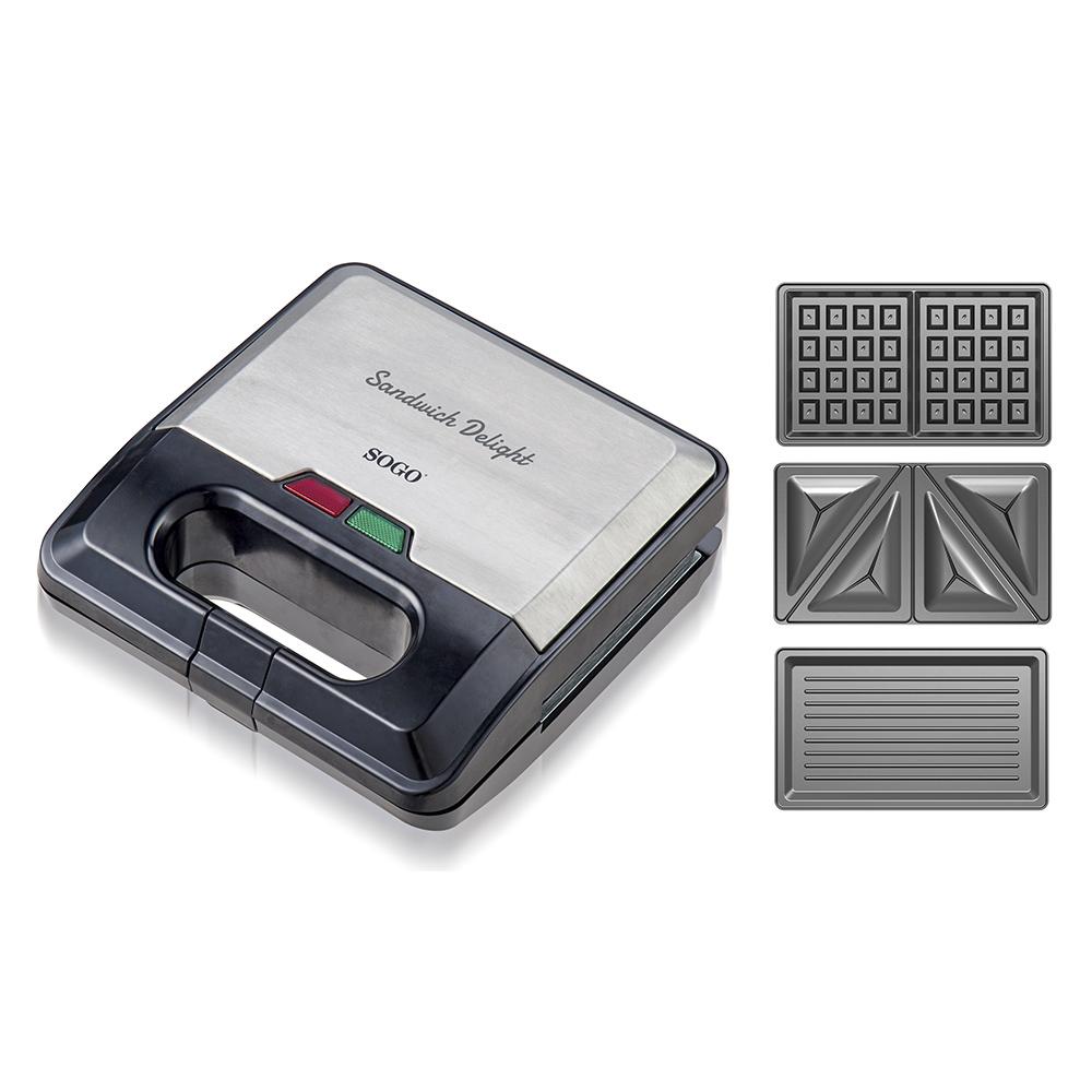Slika SOGO Aparat za sendviče SAN-SS-1866, 3 zamenljive pločce