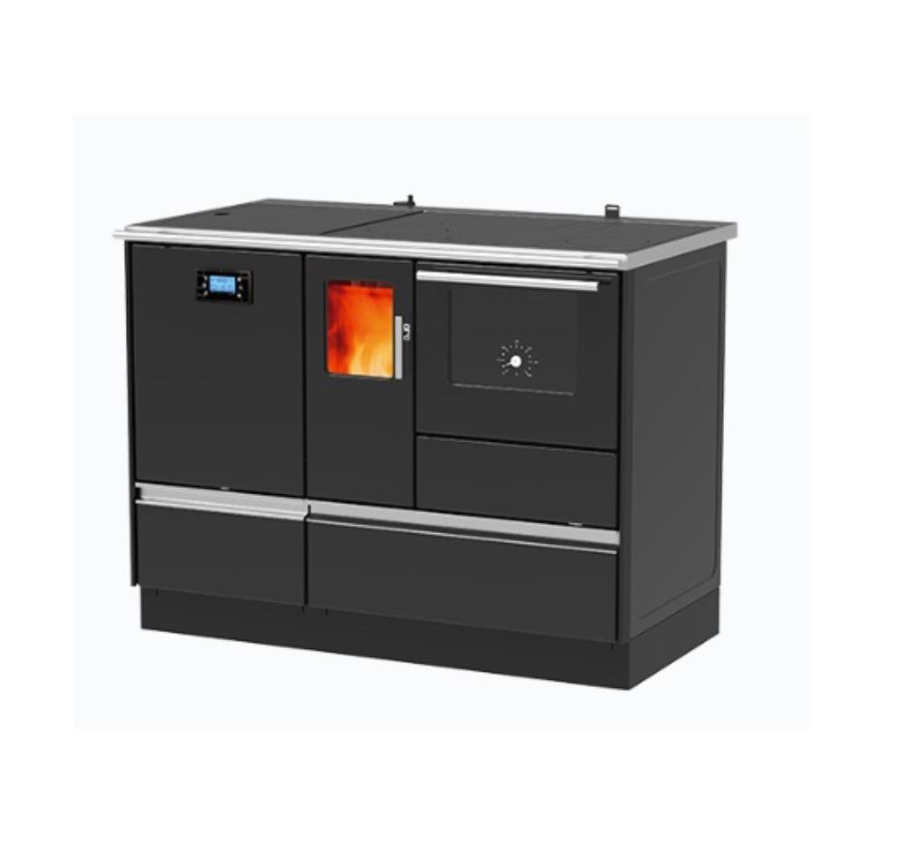 Slika ALFA PLAM Šporet za etažno grejanje TERM H 20 PELET ECO LEVI Antracit Pelet