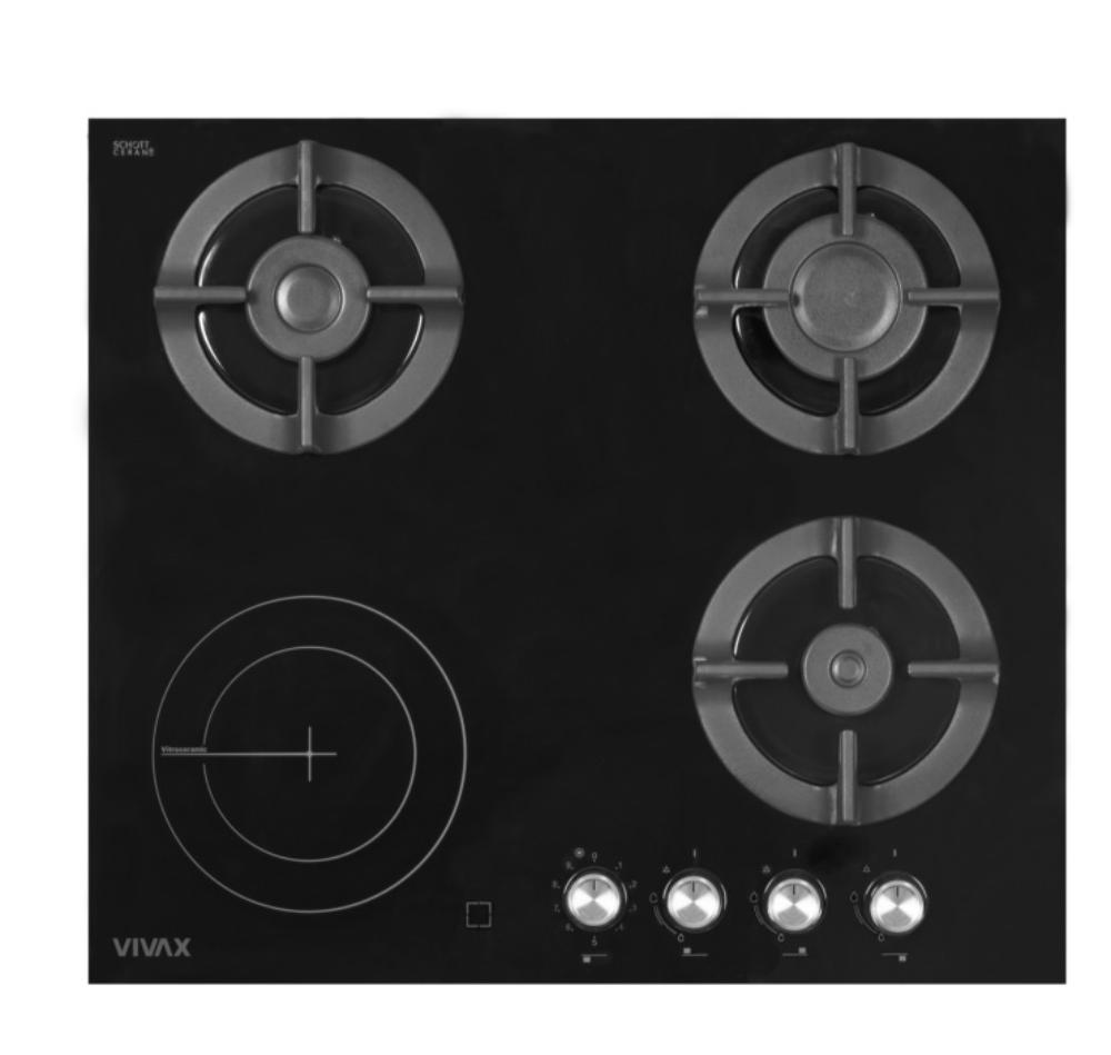 Slika VIVAX Ugradna ploča BH-31TVCCI G ugradbena plinsko električna ploča 	Crna 