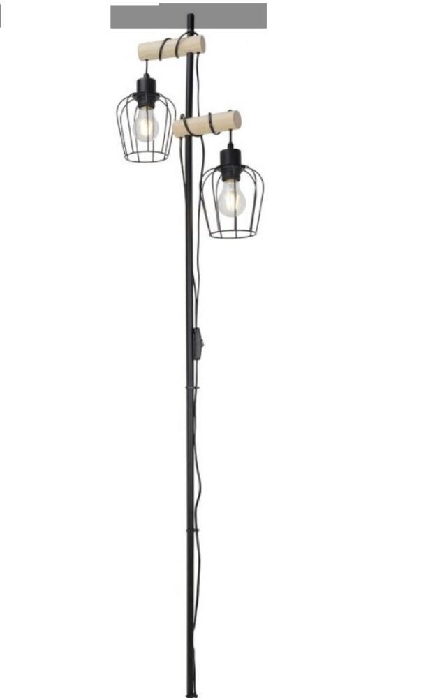 Slika FABIAN UNUTRASNJA METAL DRVENA PODNA LAMPA E27X2