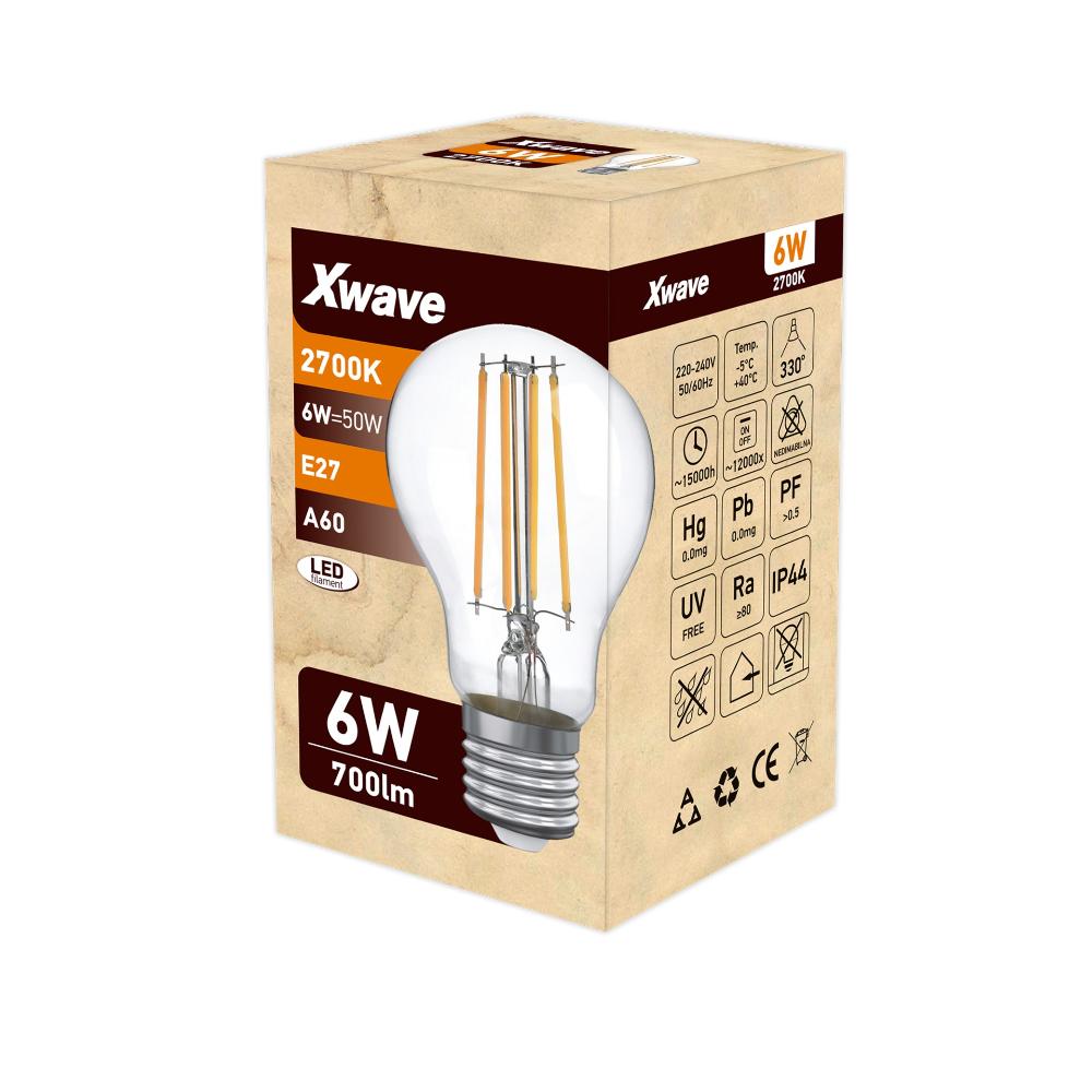 Slika LED SIJALICA ''XWAVE'' FILAMENT E27 6W SL-F-A6-2700K