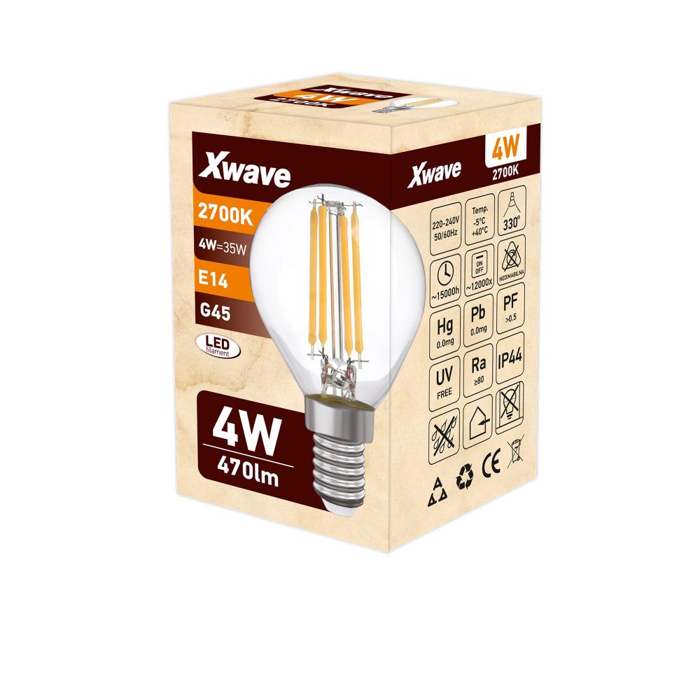 Slika LED SIJALICA ''XWAVE'' FILAMENT E14 4W SL-F-G4-2700K-C