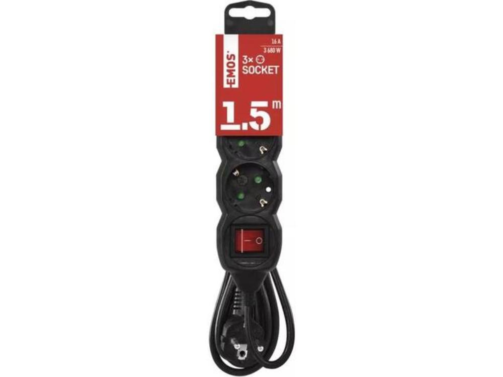 Picture of PRODUZNA PRIKLJUCNICA"EMOS"3G/1.5M PR.CRNI