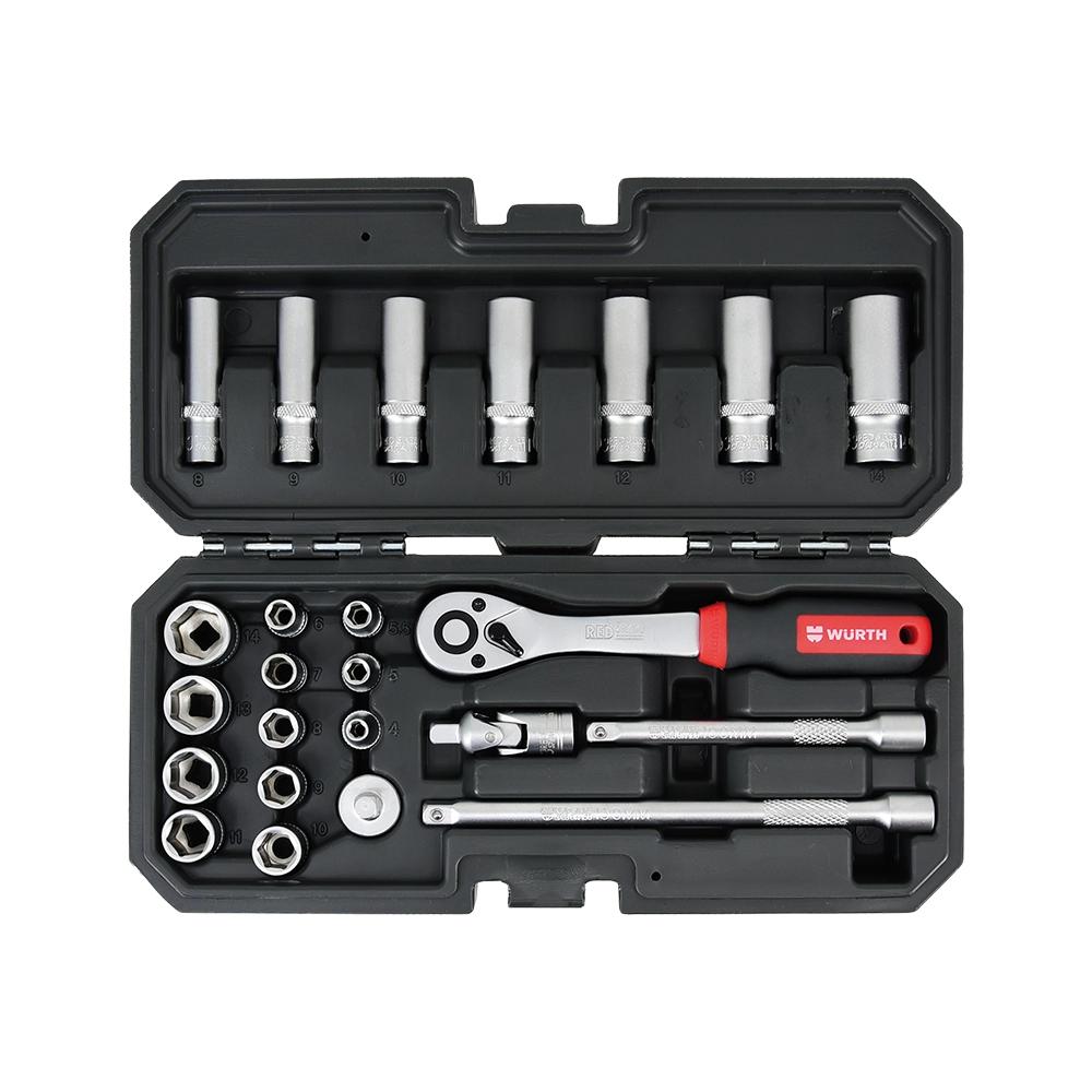 Slika SET RED STRIPE NASADN. KLJUC 1/4'' 6UGAONI 24KOM