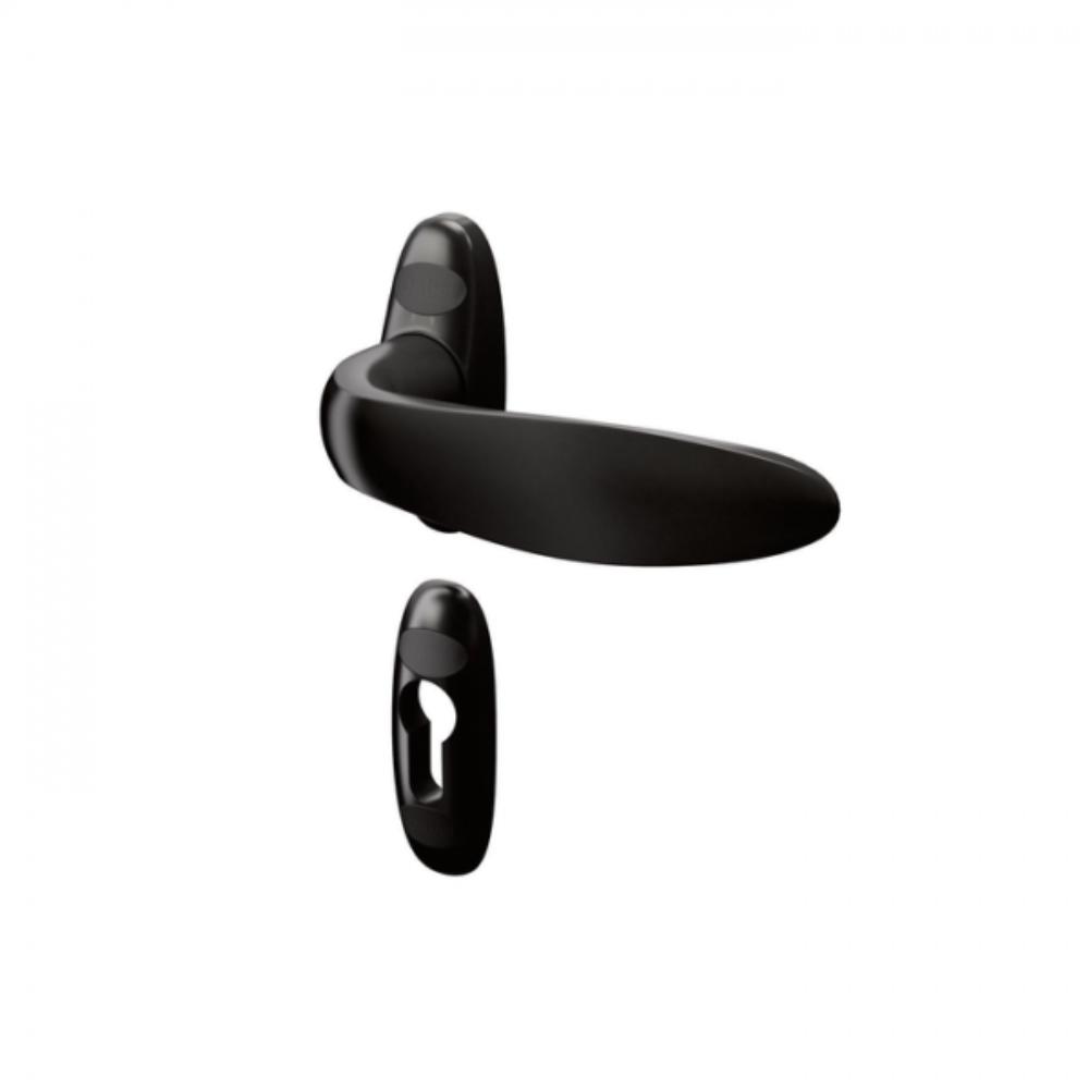 Slika KVAKA ZA ALU VRATA GOC CRNA RAL 9017 CILINDAR